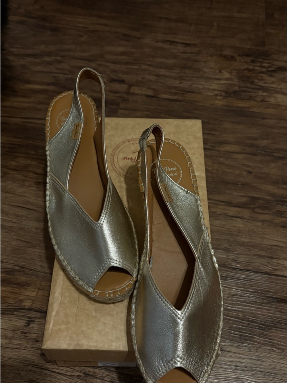 Metallic Gold Slingback Wedge Espadrilles